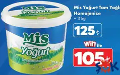 MİS YOĞURT TAM YAĞLI HOMOJENİZE 3 KG MİS YOĞURT TAM YAĞLI HOMOJENİZE 3 KG